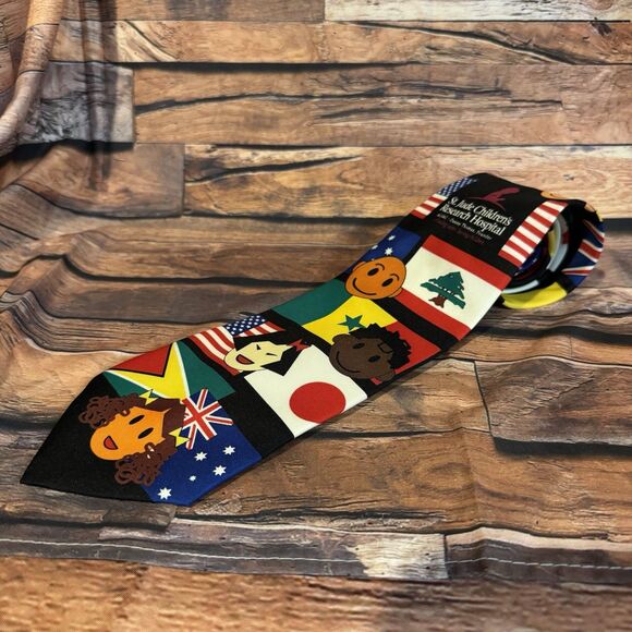 St Jude Children's Hospital Necktie World Flags Kids Faces Charity Men’s  Tie - Picture 2 of 6